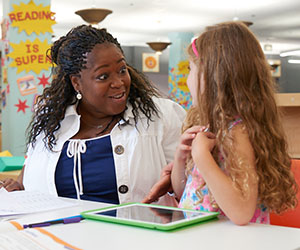 Teacher in the Library in action